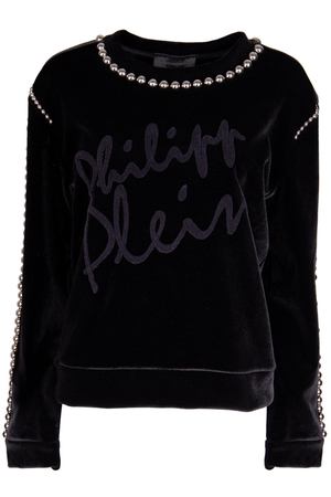 Велюровый свитшот с декором Philipp Plein Philipp Plein F18C WRO0015 Черный купить с доставкой