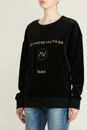 Бархатный свитшот  Alexandre Vauthier Alexandre Vauthier Т07000304/бархат Черный купить с доставкой