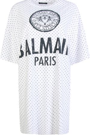 Хлопковая футболка Balmain Balmain 138050 736i blanc/noir Белый, Черный