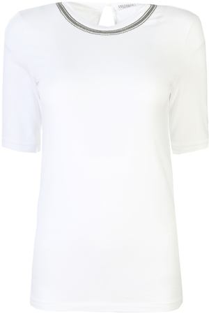Хлопковая футболка с деталью Brunello Cucinelli M0T18B4630 C159  Белый