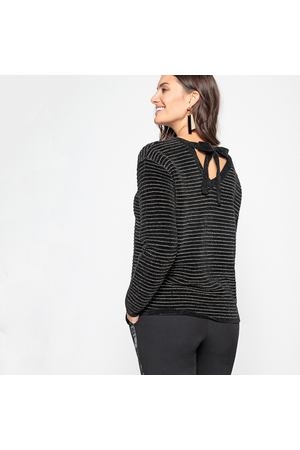 Пуловер в полоску из плотного трикотажа с бантиком сзади ANNE WEYBURN 20351 купить с доставкой