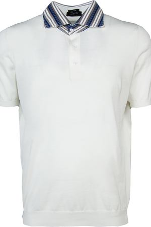 Хлопковая футболка-поло Svevo Svevo 82128SE17/ Белый Полоска воротн