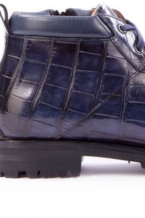Ботинки из крокодила с мехом Santoni Santoni MPEV15920HL1XAKIU59 Синий мех купить с доставкой