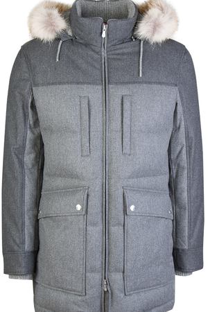 Куртка с капюшоном BRUNELLO CUCINELLI Brunello Cucinelli MH4281251/мех/серый купить с доставкой