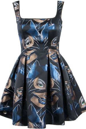 Платье с принтом Philipp Plein Philipp Plein CW424638-1 Синий,Черный, жен.кошка