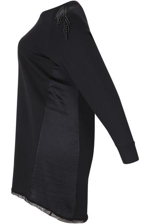 Платье с круглым вырезом, вставками из сатина и длинными рукавами Mat fashion 112998