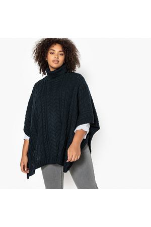 Пуловер с отворачивающимся воротником из плотного трикотажа с плетеным узором CASTALUNA 122087