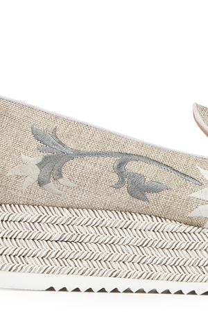 Текстильные лоферы на платформе Pertini Pertini 181W14805D2/цветы/вышивка/ Бежевый купить с доставкой