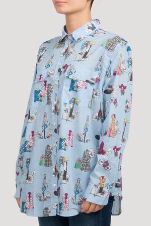 Хлопковая рубашка с принтом Van Laack Van Laack 170037/726 Голубой Принт купить с доставкой