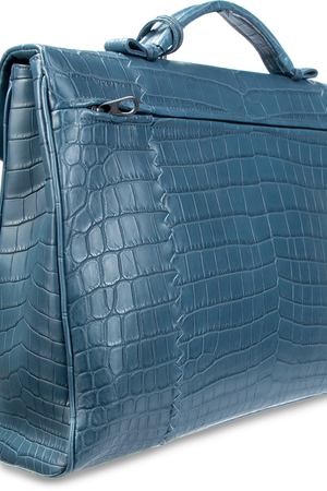 Портфель из кожи крокодила Bottega Veneta Bottega Veneta 113095 Синий купить с доставкой