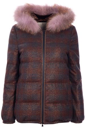 Пуховая куртка из шерсти Brunello Cucinelli MB5078679 C001 Бордовый, Серый