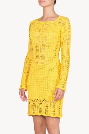 Хлопковое платье Balmain Balmain 6574/295М-сетка желтый