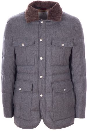 Пуховая куртка из шерсти Brunello Cucinelli MM4281331 CV123 Серый купить с доставкой