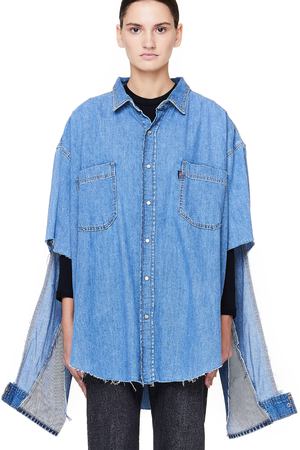 Голубая рубашка оверсайз из денима Vetements WAH19SH101/blue вариант 2