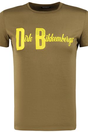 Хлопковая футболка Dirk Bikkembergs Dirk Bikkembergs D2DМ7010250V хаки купить с доставкой