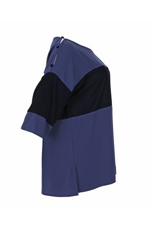 Блузка с вырезом-лодочкой, велюровой вставкой и рукавами 3/4 Mat fashion 69026