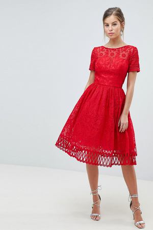 Красное премиум-платье для выпускного с кружевом Chi Chi London Chi Chi London 11195