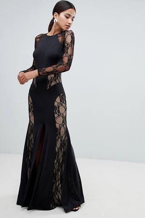 Платье макси с кружевными вставками Forever Unique - Черный Forever Unique 16705
