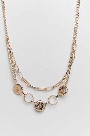 Двухъярусное ожерелье с монетками Missguided - Золотой Missguided 81008 купить с доставкой