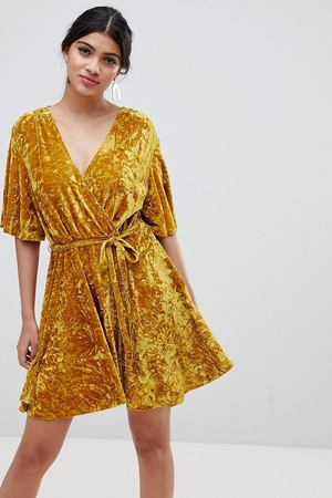 Бархатное платье с запахом Glamorous - Желтый Glamorous 35773