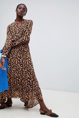 Платье миди с леопардовым принтом Essentiel Antwerp Rus - Коричневый Essentiel 112591 купить с доставкой