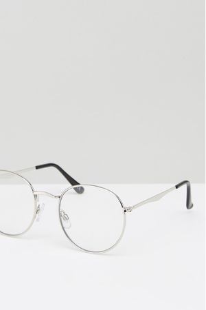 Серебристые круглые очки с прозрачными стеклами Jeepers Peepers Jeepers Peepers 129551