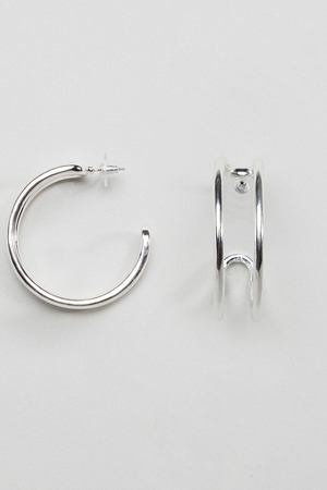 Серебристые двойные серьги-кольца ALDO Geradda - Серебряный ALDO 129549