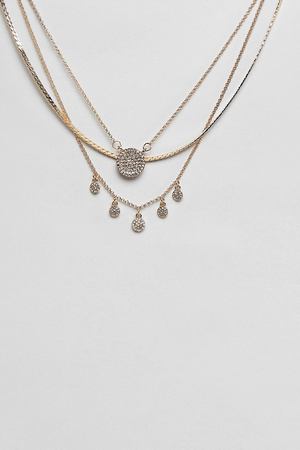 Золотистое многорядное ожерелье с камнями Lipsy - Золотой Lipsy 86902