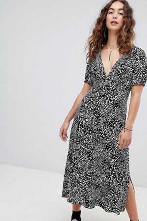 Платье миди со звериным принтом Free People Looking For Love - Черный Free People 16744