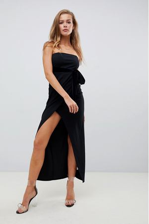 Черное бархатное платье миди с запахом Missguided - Черный Missguided 145298 купить с доставкой
