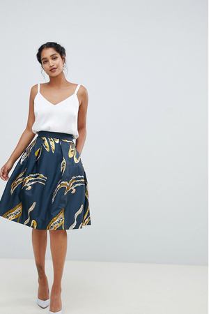 Короткая расклешенная юбка с цветочным принтом Closet London - Мульти Closet London 94370