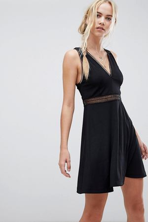 Платье с сетчатыми вставками Free People Of My Heart - Черный Free People 113148