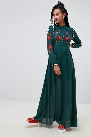 Платье макси с искусственным жемчугом и цветочной вышивкой Glamorous Glamorous 16704