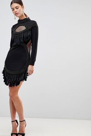 Платье мини с бахромой Forever Unique - Черный Forever Unique 16754 купить с доставкой