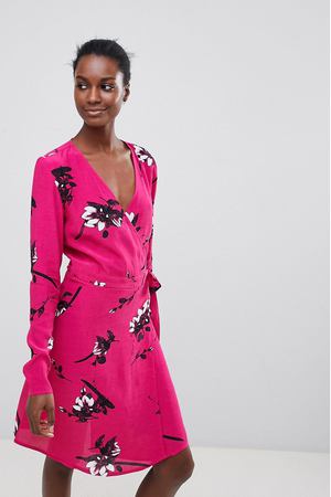 Платье с запахом и цветочным принтом Vila - Фиолетовый Vila 112951 купить с доставкой