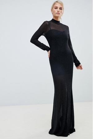 Декорированное платье макси Forever Unique - Черный Forever Unique 5885 купить с доставкой