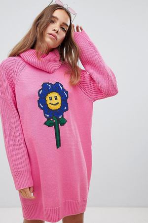 Платье-футболка с цветочной отделкой Lazy Oaf - Розовый Lazy Oaf 61926