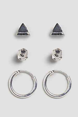 Серьги-гвоздики и серьги-кольца (3 пары) Icon Brand - Черный Icon 180579