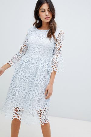 Свободное кружевное платье мини Vila - Синий Vila 50956 купить с доставкой