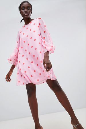 Шелковое платье миди в горошек Essentiel Antwerp Ramasse - Розовый Essentiel 29728