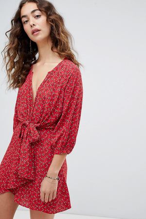 Платье-туника с цветочным принтом Free People Clara - Красный Free People 61920