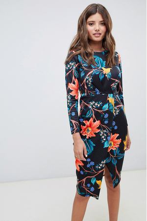 Платье с драпировкой и цветочным принтом Closet London - Мульти Closet London 16823