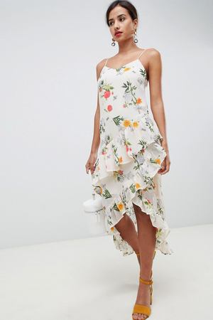 Асимметричное платье с цветочным принтом Vila - Мульти Vila 65329 купить с доставкой