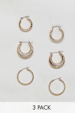 3 пары сережек-колец Reclaimed Vintage Inspired - Золотой Reclaimed Vintage 156415