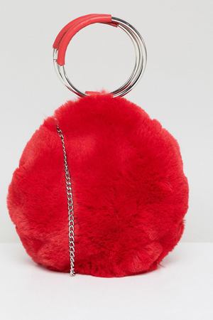 Круглая сумка из искусственного меха New Look - Красный New Look 169966 купить с доставкой