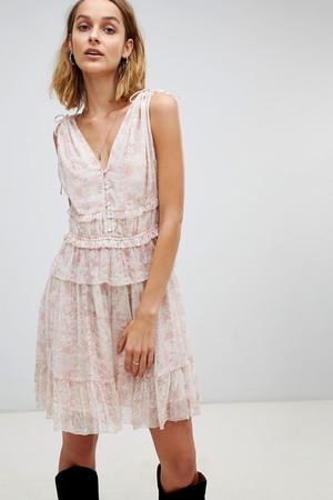 Платье мини с оборками и цветочным принтом AllSaints - Розовый AllSaints 46528