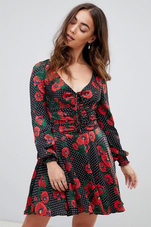 Платье мини в горошек Free People - Мульти Free People 46523