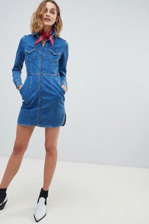 Джинсовое платье-рубашка Free People - Синий Free People 83058