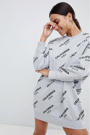 Серое трикотажное платье свободного кроя Missguided California - Серый Missguided 216107