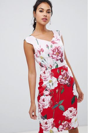 Двухцветное платье-футляр Ted Baker Saafi Iguza - Мульти TED BAKER 5843